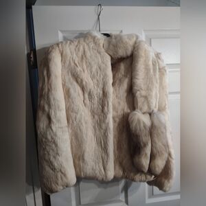 Elegant Cream Fur Jacket. Rabbit.